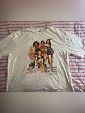 Old Navy White Crew Neck T‑Shirt with Navy Logo